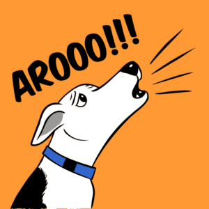 Cartoon of dog howling